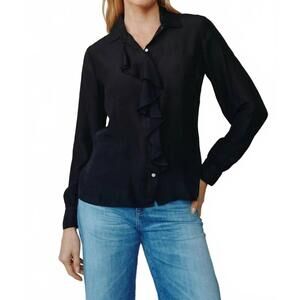 NEW BELLA DAHL ruffle front shirt in black